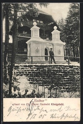 AK Heidelberg / Neckar, Eistor-Eisplastik erbaut am Gasthaus Königstuhl 1905 