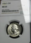 1936-S Washington Quarter Silver ---- NGC MS-65 Graded Coin ---- #521C