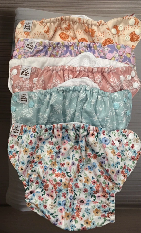 Лот из 6 многоразовых тканевых подгузников Mama Koala — 6 вставок один размер для девочек отличное состояние - Изображение 4 из 4