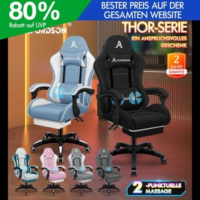 ALFORDSON Massage Bürostuhl Gaming Executive Sitz Leinenstoff Computer Racer