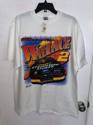 Vintage 90 s Rusty Wallace Men's Size XL White T-shirt Tultex NASCAR