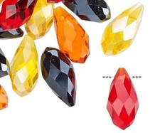 Bead, 40 Glass Crystal 12x6mm Faceted Briolette Teardrop Beads FIRE MIX
