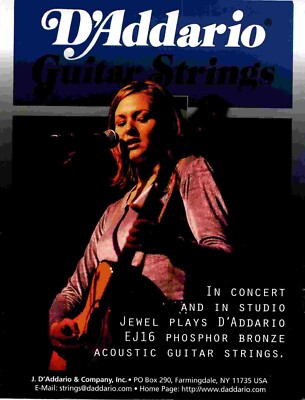POT7 BILD/WERBUNG 11 X 8 JUWEL SPIELT D'ADDARIO GITARRENSAITEN