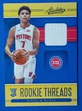 2020-21 Absolute Rookie Threads Relic Killian Hayes Detroit Pistons RC