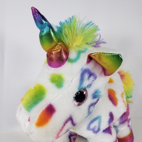 Juguete de peluche suave corazones ojos brillantes rosa de felpa unicornio blanco MTY International - Imagen 3 de 17