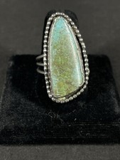 Vintage Southwest Sterling Turquoise Lg Freeform Stone Ring Size 8