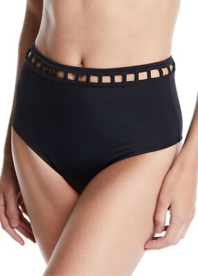 OYE SWIMWEAR Ela Cutout High-Waist Black Bikini Swim Bottoms L52307 Size Medium