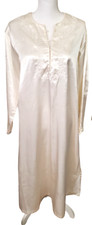 Jaclyn Smith Nightgown Cream with Embroidered Detail Womens Medium