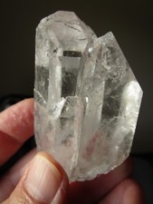 WEIRD BUT GORGEOUS GROWTH INTERFERENCE  NATURAL QUARTZ CRYSTAL POINT! WOW! H104