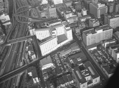 Aerial view of Statler Hilton Hotel, north Ca OLD PHOTO