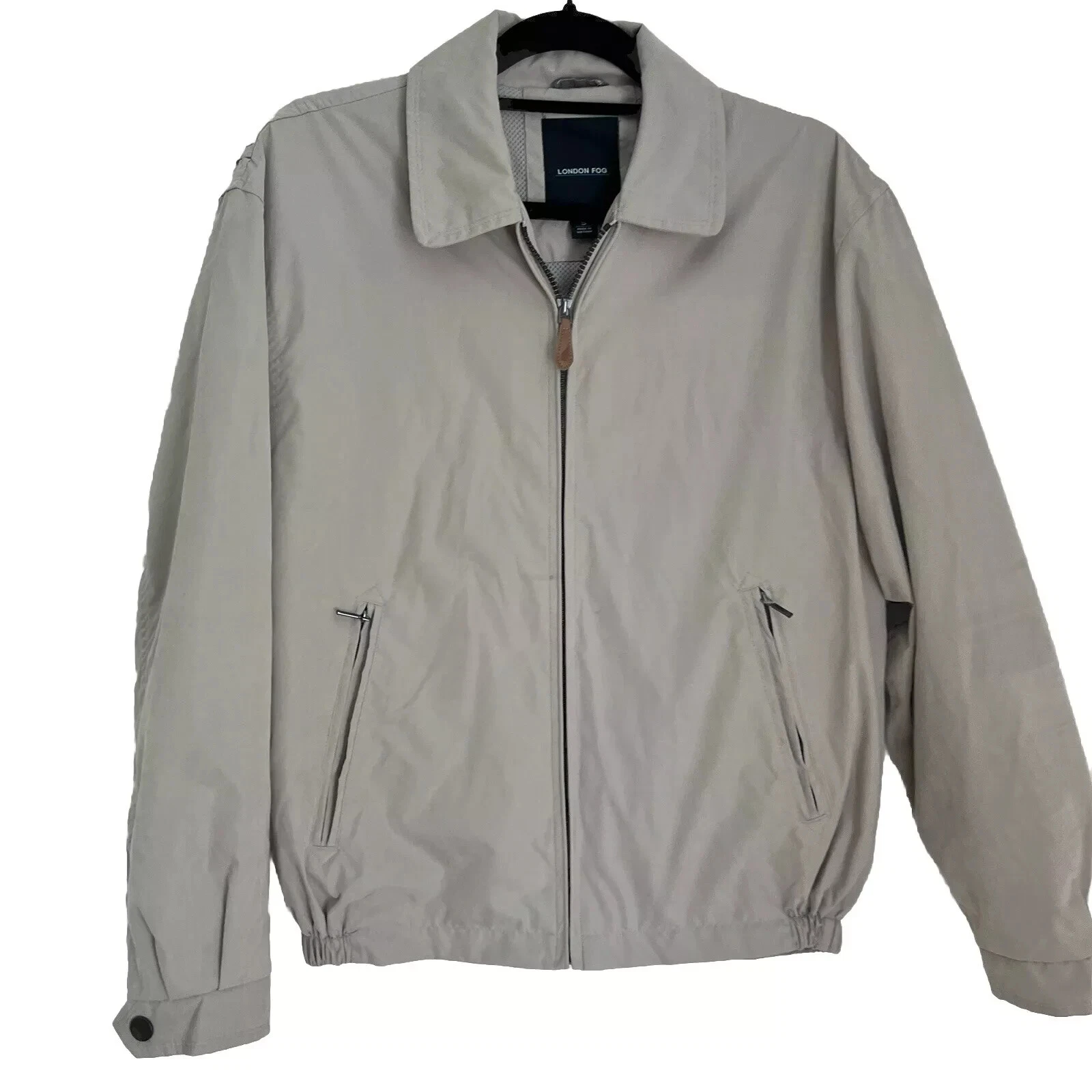London Fog Retro Classic Spring Khaki Golf Jacket, Mesh Lined Men's Size Large L