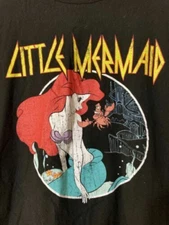 Vintage Little Mermaid Def Leppard Cotton Black Unisex Tee Shirt