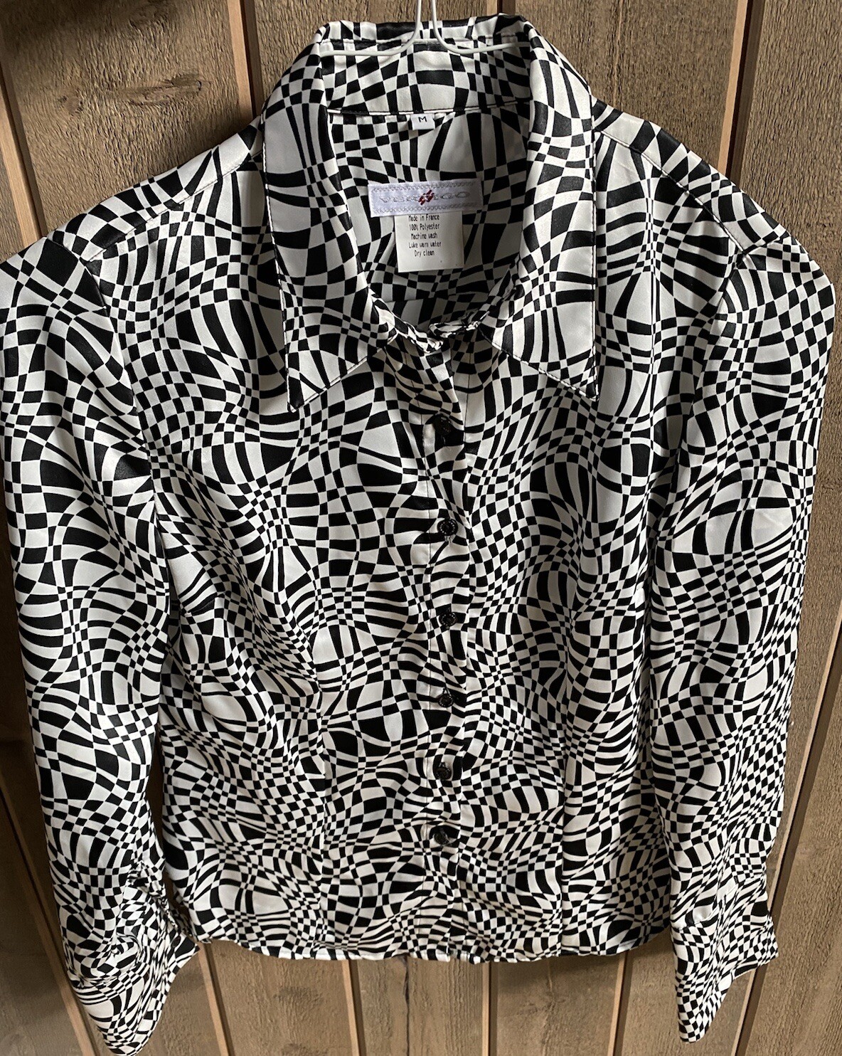 Vertigo Paris Button Down Black White Geometric D… - image 1