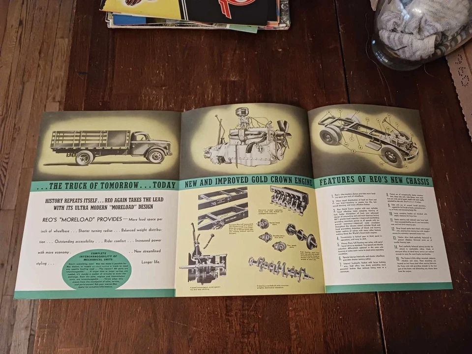 1940 1941 REO Speed Wagon modelo 21 caminhão revendedor folheto de vendas desdobrável - Imagem 3 de 4