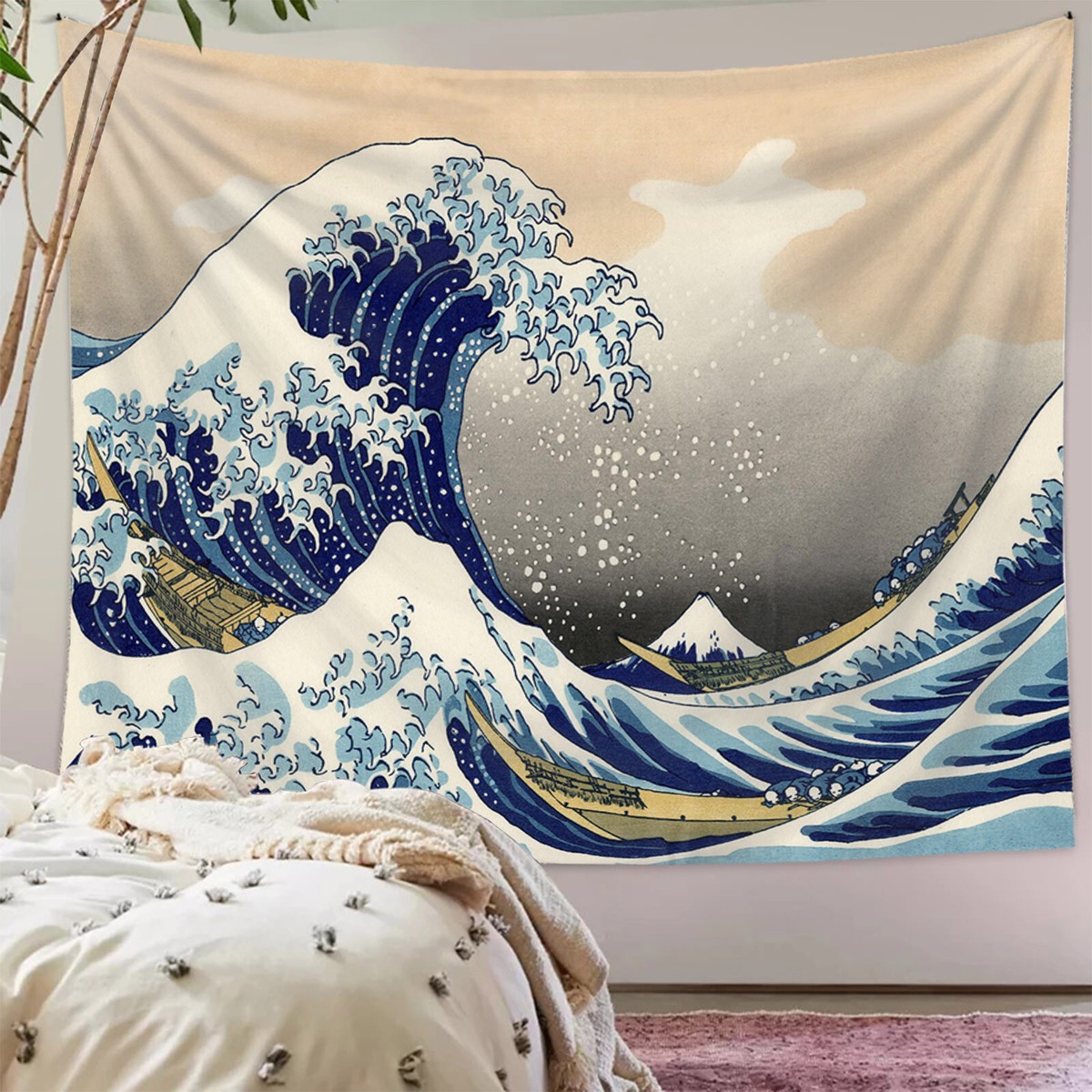 Japan Kanagawa Waves Printed Hanging Tapestry Room decor