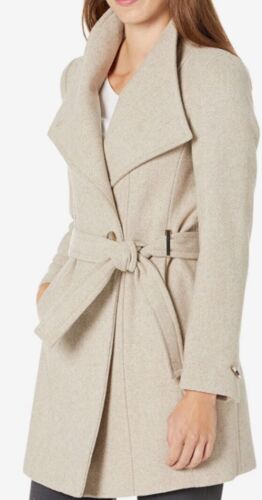 Calvin Klein Asymmetrical Belted Wrap Coat color Oatmeal twill XlP price   | eBay