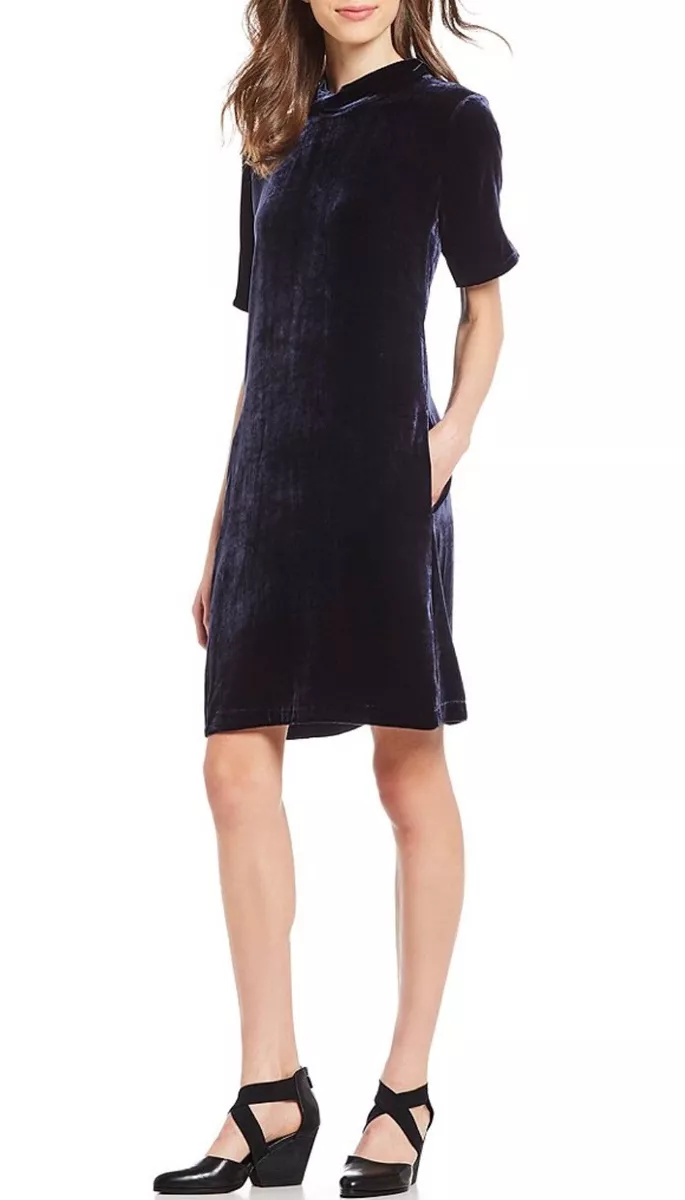 Eileen fisher velvet 2025 mock neck dress