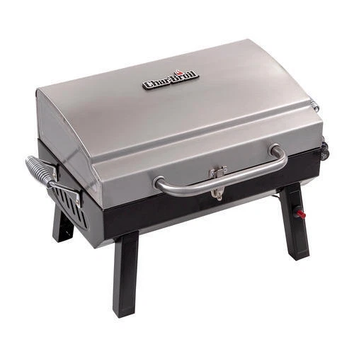 1 Burner Stainless Steel Tabletop Propane Gas Grill Lid Latch Outdoor Picnic BBQ