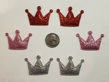 6 Pcs set glitter crown No Clip Baby Girl Hair Bow Supplies.