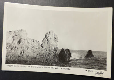 Jagged Rocks Along Coast Line Corona Del Mar CA RPPC Golden West Photo ...