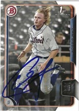 Autographed/Signed 2015 Bowman #20 Cam Gibson Detroit Tigers Tough Signer