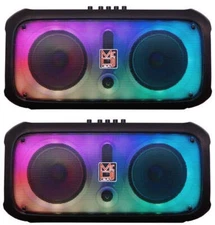 2 MR DJ FIRE-FLAME 6.5" X 2 Rechargeable Portable Bluetooth Karaoke Speaker with