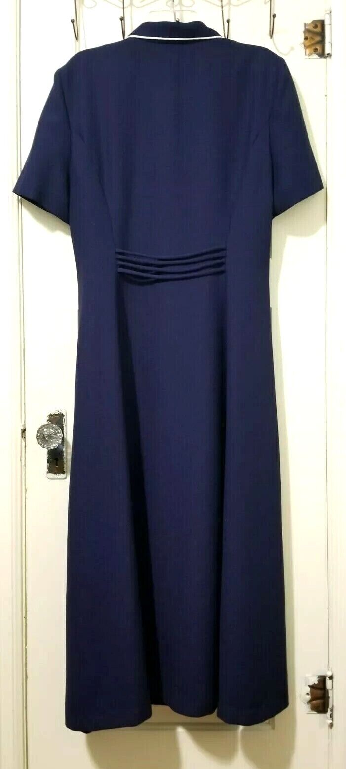 VINTAGE Leslie Fay Long Dress 12 Large Navy Blue … - image 3