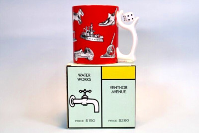 Department 56 MONOPOLY Game Coffee ''Tokens Spinner Mug'' Dice Handle