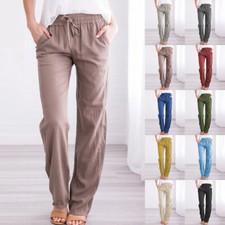 Image of Womens Wide Leg Harem Pants Joggers Elastic Waist Lounge Wear Trousers