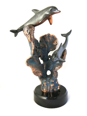 DONJO 2 Dolphin Art Sculpture Figurine Statue Copper  2000 Ltd Ed 301/1975 8lb