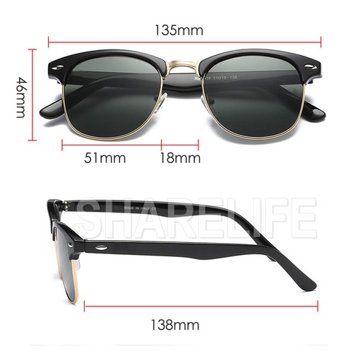 Polarised Sunglasses - Vintage / Retro Half Rimmed Frames - Polarized Lens - Picture 8 of 13