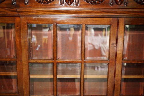 MONUMENTAL 2.4 METER TALL ANTIQUE VICTORIAN MAHOGANY GLAZED LIBRARY BOOKCASE - Picture 10 of 24