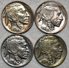 4x AU-UNC  Buffalo Nickel, 1913-P Type 1, 1913-D Type 1, 1927-P, & 1936-P