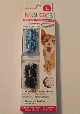 Kitty Caps Kitty Caps Nail Caps for Cats, Large, Black w/ Gray Tips & Baby Blue