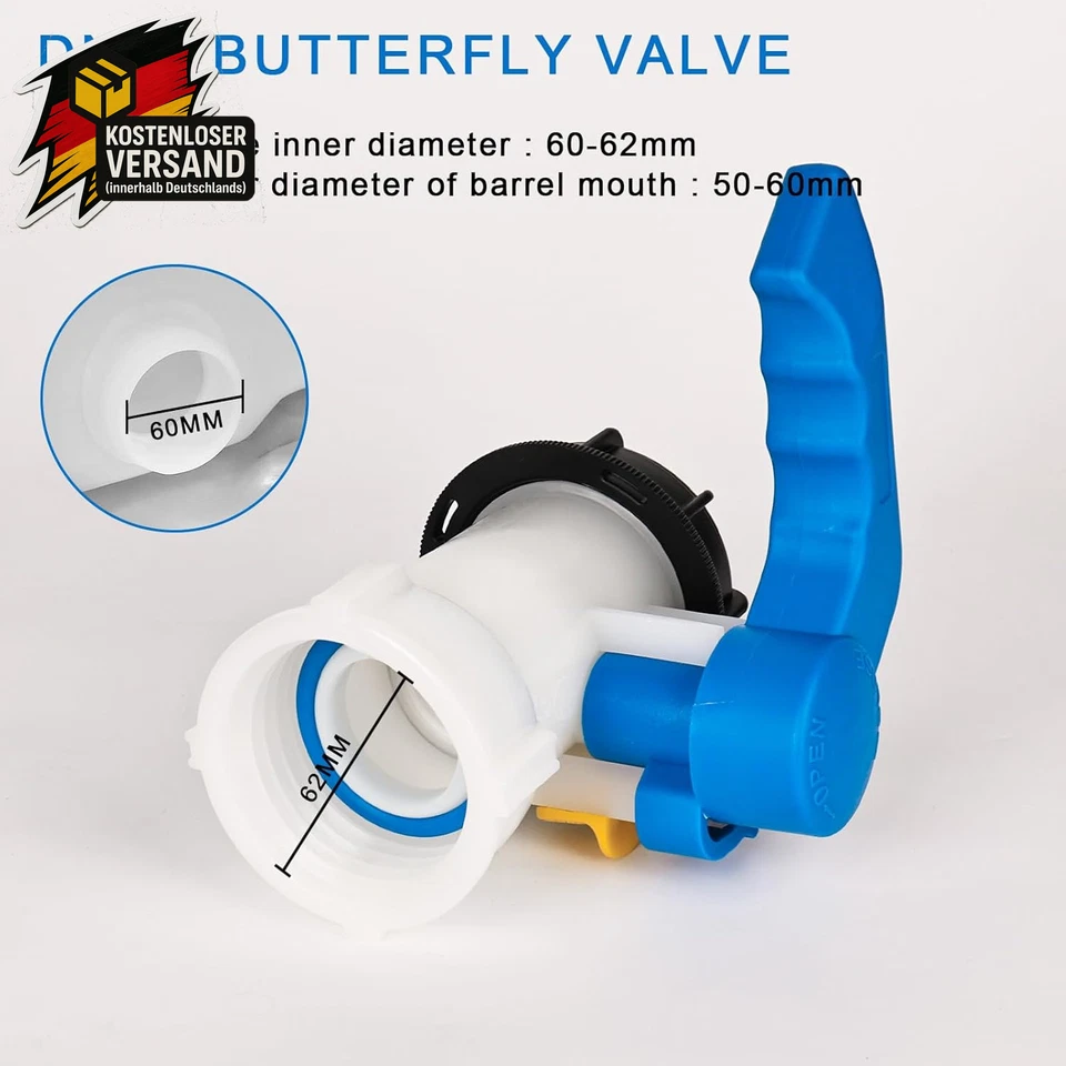 IBC Adapter Kugelhahn DN40 62mm Tank Ablasshahn Wasserhahn Absperrhahn 1 Stück - Bild 4 von 4