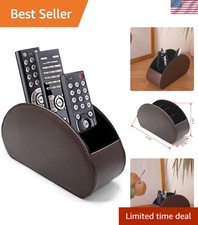Chic Faux Leather Remote Control Holder with 5 Compartments - Perfect for Desks