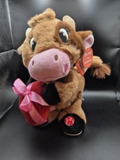 Dan Dee interactive musical Milkshake plush shaggy brown and white cow valentine