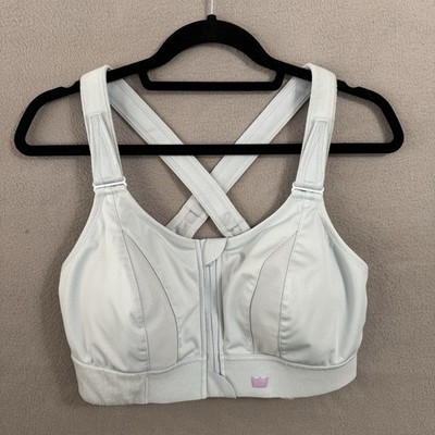 SHEFIT Sports Bra 1Luxe Blue High Impact Support Workout Gym Run Front Close