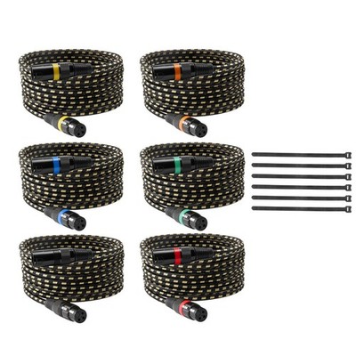 Uimoso 25 ft 6-Pack XLR Cables, Balanced 3-Pin Male to Female Microphone Cords