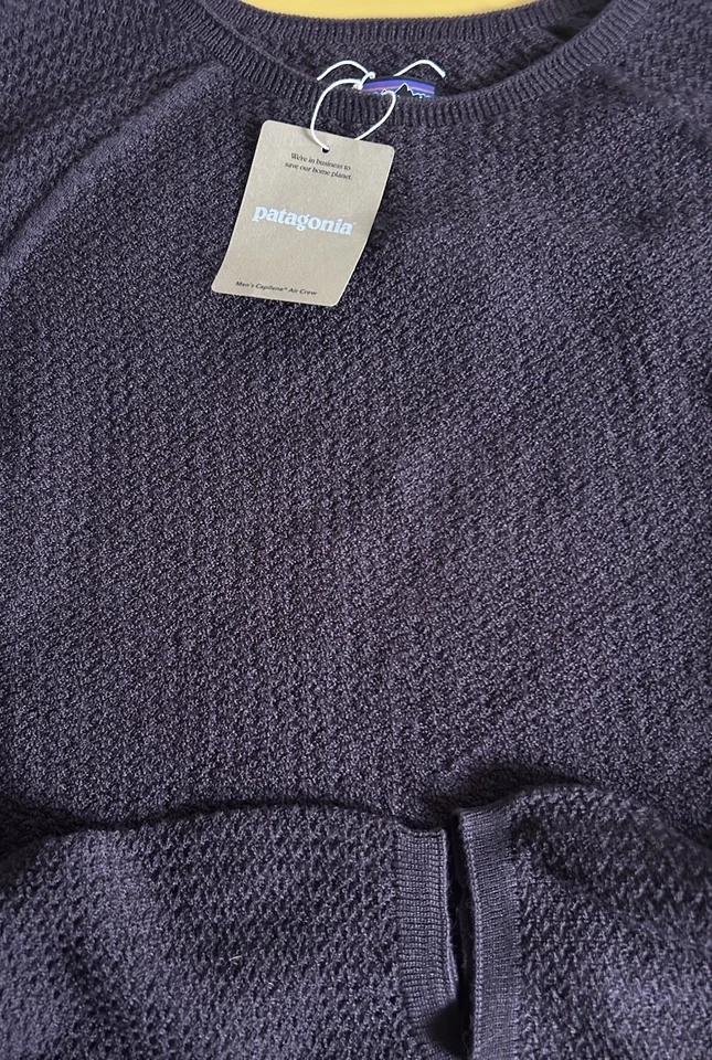 Patagonia Мужская Шерсть Мериноса Капилен Воздух Круглый Воротник Флисовое Основание Слой XXL Слива Новый с Ярлыками - Изображение 3 из 4