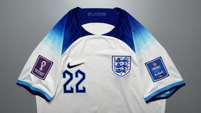 ENGLAND NIKE 2022 WORLD CUP FOOTBALL JERSEY #22 BELLINGHAM SIZE “L
