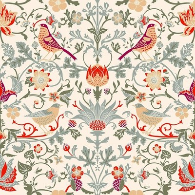 Vintage Birds Floral Peel and Stick Wallpaper Boho William Morris Wallpaper Stra