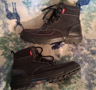 LEVI'S Men's U.S. 9.5 Reg Black Comfort Denim Hiking Lace Boots NWOT #517610-01A