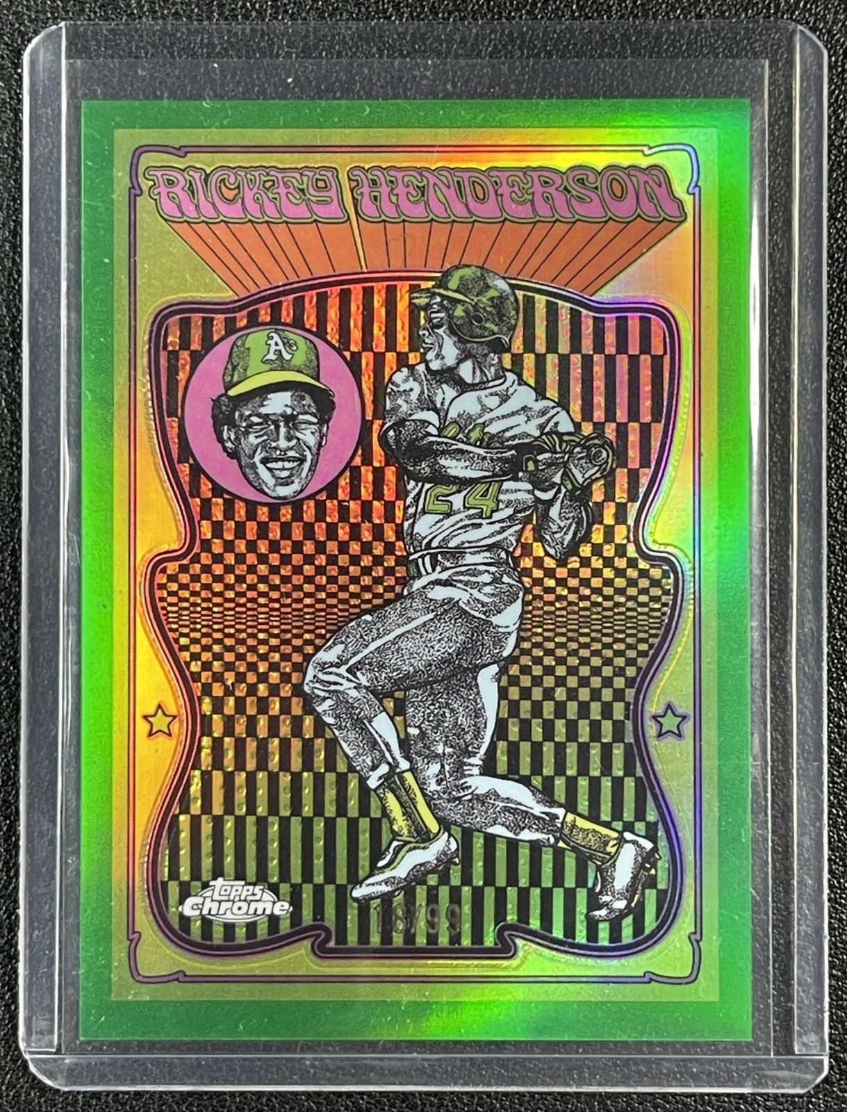 RICKEY HENDERSON 2025 TOPPS CHROME ULTRAVIOLET ALL-STARS GREEN REFRACTOR 18/99