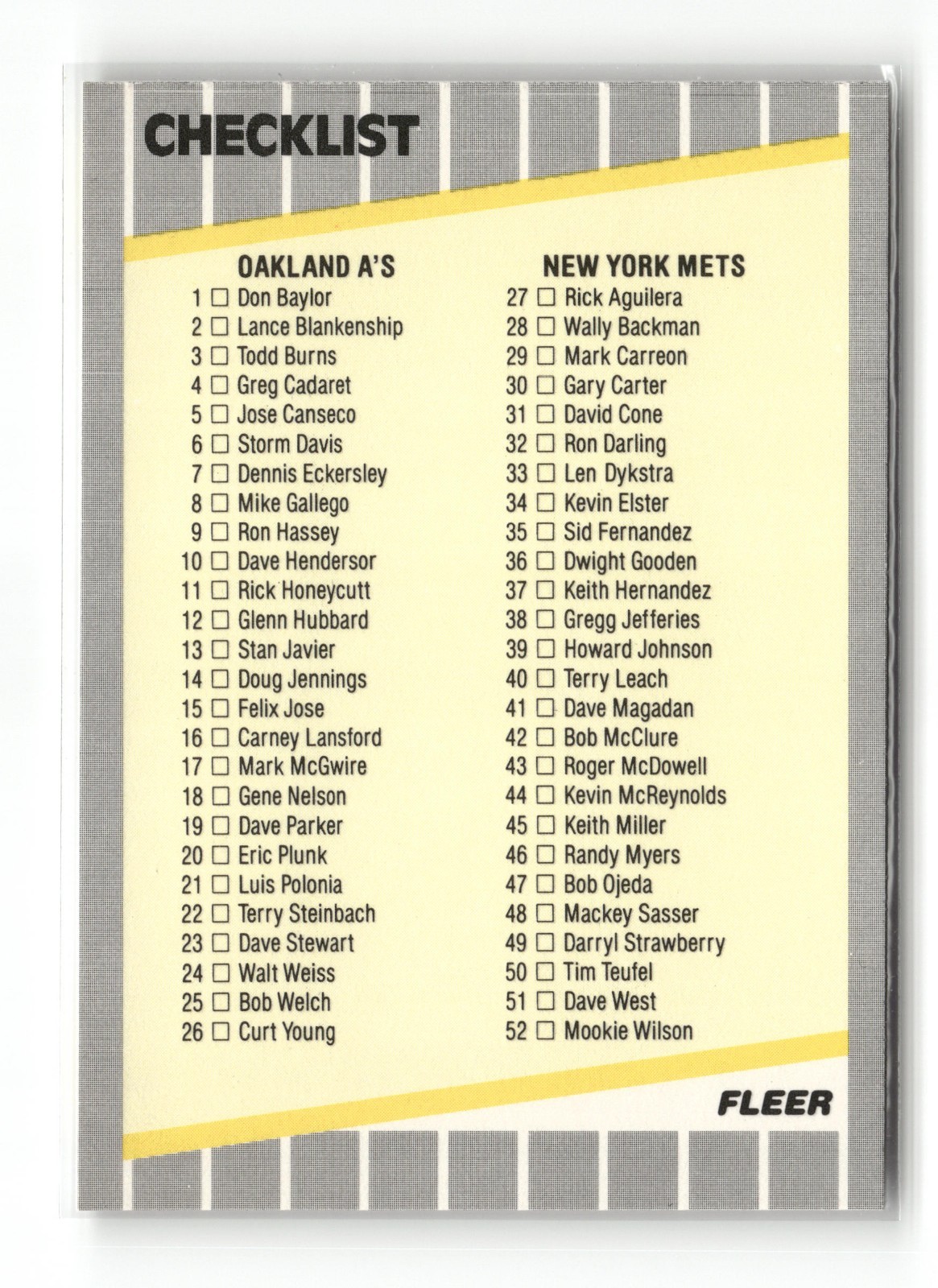 1989 Fleer - CHECKLIST #654