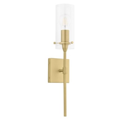 1 Effimero Wall Sconce Fixture Satin Brass w/Clear Cylinder - Linea Wall lamp