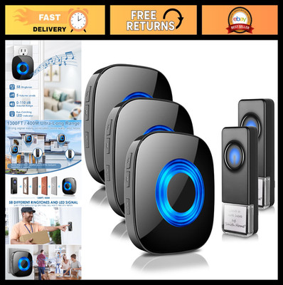 Wireless Doorbell Kit - 58 Ringtones, 5 Volume Levels, 1300ft Range, Waterproof,