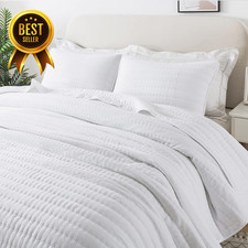 White Queen Quilt Bedding Set 3 Piece Lightweight Coverlet 90x90