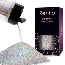 Renfio Holographic Ultra Fine Metallic Resin Glitter 2.11 Oz (60g) PET Flakes...