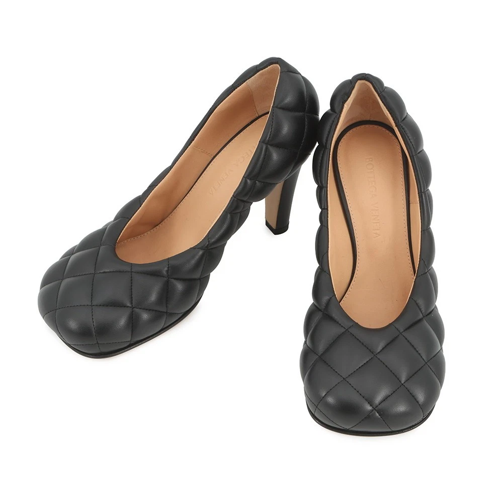 Bottega Veneta — Bottega Veneta Padded INTRECCIATO Square Toe Heel Pumps Size 34 1/2 Nappa Le...